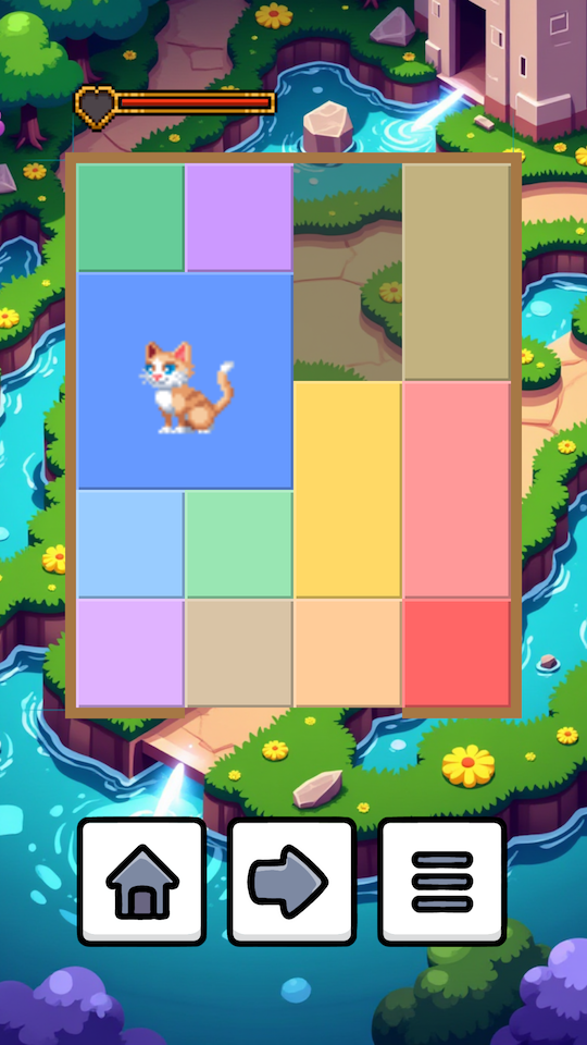 Klotski-style puzzle gameplay